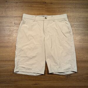 Johnnie O Mulligan Performance Shorts Men 30 Beig Golf Stretch 9" Preppy Outdoor
